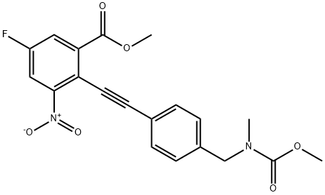 methyl 5-fluoro-2-((4-(((methoxycarbonyl)(methyl)amino)methyl)phenyl)ethynyl)-3-nitrobenzoate Structure