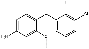 4-(3-氯-2-氟苄基)-3-甲氧基苯胺, 882535-01-5, 结构式