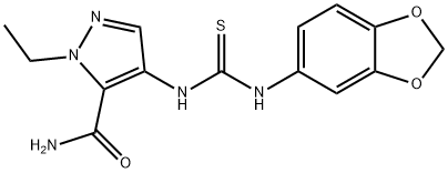 4-(1,3-benzodioxol-5-ylcarbamothioylamino)-2-ethylpyrazole-3-carboxamide Struktur