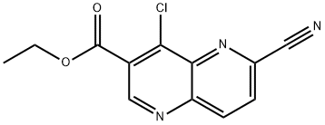 4-Chloro-6-cyano-[1,5]naphthyridine-3-carboxylic acid ethyl ester Struktur