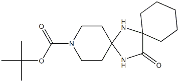 tert-butyl 14-oxo-3,7,15-triazadispiro[5.1.5.2]pentadecane-3-carboxylate Struktur