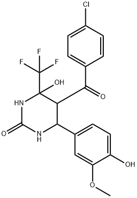 5-(4-chlorobenzoyl)-4-hydroxy-6-(4-hydroxy-3-methoxyphenyl)-4-(trifluoromethyl)tetrahydropyrimidin-2(1H)-one Structure