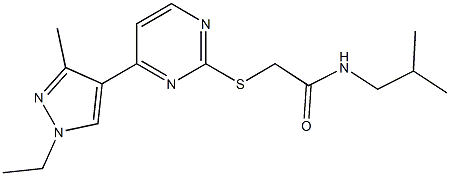 2-[4-(1-ethyl-3-methylpyrazol-4-yl)pyrimidin-2-yl]sulfanyl-N-(2-methylpropyl)acetamide Structure