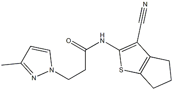 N-(3-cyano-5,6-dihydro-4H-cyclopenta[b]thiophen-2-yl)-3-(3-methylpyrazol-1-yl)propanamide Structure