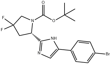 (S)-2-(5-(4-溴苯基)-1H-咪唑-2-基)-4,4-二氟吡咯烷-1-羧酸叔丁酯, 1007882-05-4, 结构式