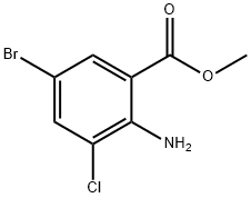 2-Amino-5-bromo-3-chloro-benzoic acid methyl ester, 101080-26-6, 结构式