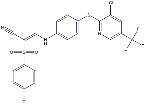 (Z)-2-(4-chlorophenyl)sulfonyl-3-[4-[3-chloro-5-(trifluoromethyl)pyridin-2-yl]sulfanylanilino]prop-2-enenitrile|