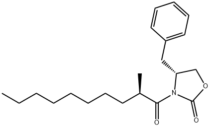 (4R)-3-((2'R)-2'-methyldecanoyl)-4-benzyl-2-oxazolidinone 结构式