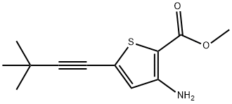 3-氨基-5-(3,3-二甲基丁-1-炔-1-基)噻吩-2-羧酸甲酯,1026785-75-0,结构式