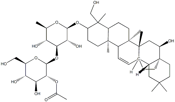 b-D-Galactopyranoside, (3b,4a,16b)-13,28-epoxy-16,23-dihydroxyolean-11-en-3-yl 3-O-(2-O-acetyl-b-D-glucopyranosyl)-6-deoxy- Structure