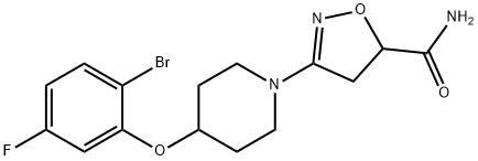 3-(4-(2-bromo-5-fluorophenoxy)piperidin-1-yl)-4,5-dihydroisoxazole-5-carboxamide Structure