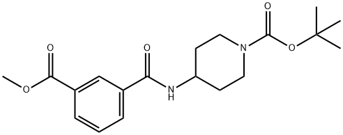 TERT-ブチル 4-[3-(メトキシカルボニル)ベンズアミド]ピペリジン-1-カルボキシレート 化学構造式