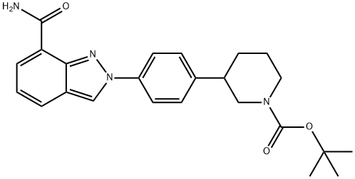 tert-butyl 3-(4-(7-carbamoyl-2H-indazol-2-yl)phenyl)piperidine-1-carboxylate Structure