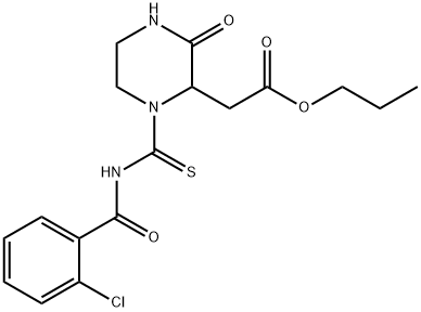 propyl 2-[1-[(2-chlorobenzoyl)carbamothioyl]-3-oxopiperazin-2-yl]acetate Structure