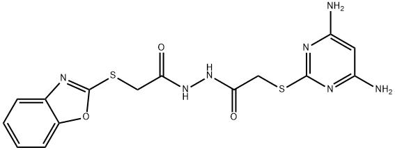 N'-[2-(1,3-benzoxazol-2-ylsulfanyl)acetyl]-2-(4,6-diaminopyrimidin-2-yl)sulfanylacetohydrazide Structure