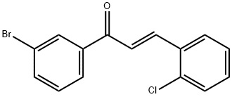 (2E)-1-(3-ブロモフェニル)-3-(2-クロロフェニル)プロプ-2-エン-1-オン 化学構造式
