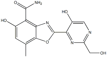 4-Benzoxazolecarboxamide,5-hydroxy-2-[5-hydroxy-2-(hydroxymethyl)-4-pyrimidinyl]-7-methyl- Structure