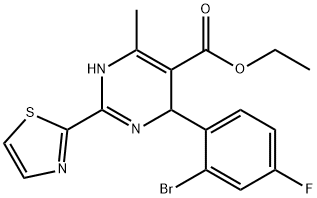 4-(2-溴-4-氟苯基)-6-甲基-2-(2-噻唑基)-1,4-二氢嘧啶-5-甲酸乙酯, 1092952-98-1, 结构式