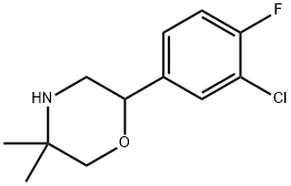 2-(3-chloro-4-fluorophenyl)-5,5-dimethylmorpholine,1099679-14-7,结构式