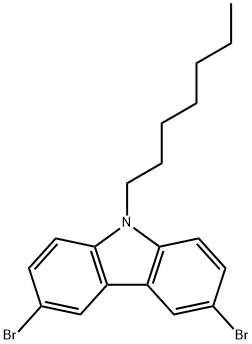3,6-ジブロモ-9-ヘプチル-9H-カルバゾール 化学構造式