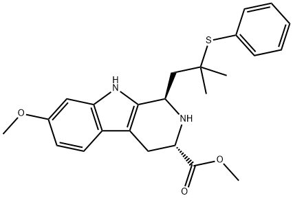 (1R,3S)-7-甲氧基-1-(2-甲基-2-(苯硫基)丙基)-2,3,4,9-四氢-1H-吡啶并, 111427-93-1, 结构式