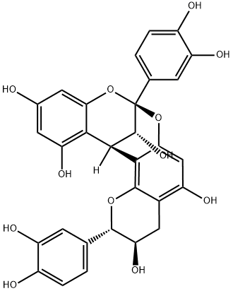 8,14-Methano-2H,14H-1-benzopyrano[7,8-d][1,3]benzodioxocin-3,5,11,13,15-pentol,2,8-bis(3,4-dihydroxyphenyl)-3,4-dihydro-, (2S,3R,8S,14R,15R)- Structure