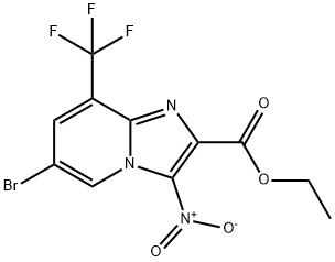 6-Bromo-3-nitro-8-trifluoromethyl-imidazo[1,2-a]pyridine-2-carboxylic acid ethyl ester 结构式