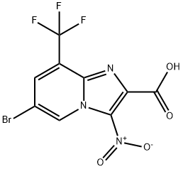 6-Bromo-3-nitro-8-trifluoromethyl-imidazo[1,2-a]pyridine-2-carboxylic acid Struktur