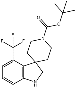 スピロ[3H-インドール-3,4'-ピペリジン]-1'-カルボン酸, 1,2-ジヒドロ-4-(トリフルオロメチル)-, 1,1-ジメチルエチルエステル 化学構造式