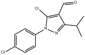 5-クロロ-1-(4-クロロフェニル)-3-(プロパン-2-イル)-1H-ピラゾール-4-カルブアルデヒド 化学構造式