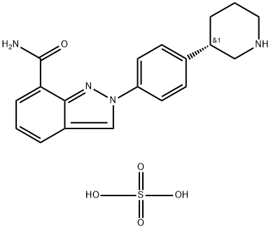 (S)-2-(4-(piperidin-3-yl)phenyl)-2H-indazole-7-carboxamide sulfate Struktur
