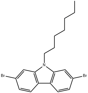 2,7-ジブロモ-9-ヘプチル-9H-カルバゾール 化学構造式