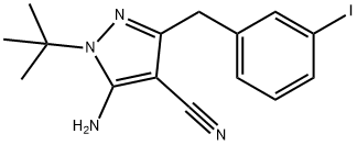 5-amino-1-(tert-butyl)-3-(3-iodobenzyl)-1H-pyrazole-4-carbonitrile Structure