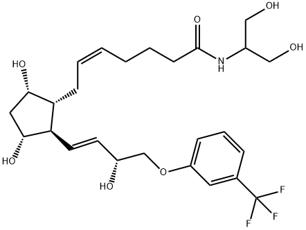 (Z)-7-[(1R,2R,3R,5S)-3,5-dihydroxy-2-[(E,3R)-3-hydroxy-4-[3-(trifluoromethyl)phenoxy]but-1-enyl]cyclopentyl]-N-(1,3-dihydroxypropan-2-yl)hept-5-enamide Structure