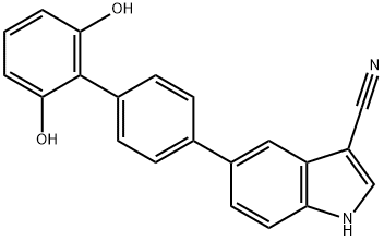 5-{2',6'-dihydroxy-[1,1'-biphenyl]-4-yl}-1H-indole-3-carbonitrile 结构式
