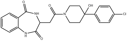 3-[2-[4-(4-chlorophenyl)-4-hydroxypiperidin-1-yl]-2-oxoethyl]-3,4-dihydro-1H-1,4-benzodiazepine-2,5-dione,1179367-43-1,结构式