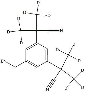2-[3-(bromomethyl)-5-(2-cyano-1,1,1,3,3,3-hexadeuteriopropan-2-yl)phenyl]-3,3,3-trideuterio-2-(trideuteriomethyl)propanenitrile 结构式