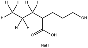 sodium:3,3,4,4,5,5,5-heptadeuterio-2-(3-hydroxypropyl)pentanoate Struktur