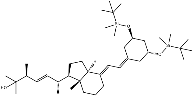(3S,6R,E)-6-((1R,3aS,7aR,E)-4-(2-((3R,5R)-3,5-bis
((tert-butyldimethylsilyl)oxy)cyclohexylidene)
ethylidene)-7a-methyloctahydro-1H-inden-1-yl)-
2,3-dimethylhept-4-en-2-ol Struktur