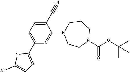 tert-butyl 4-[6-(5-chlorothiophen-2-yl)-3-cyanopyridin-2-yl]-1,4-diazepane-1-carboxylate Struktur