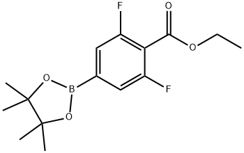 ETHYL 2,6-DIFLUORO-4-(4,4,5,5-TETRAMETHYL-1,3,2-DIOXABOROLAN-2-YL)BENZOATE, 1198615-67-6, 结构式