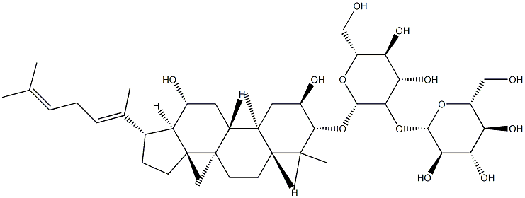 (2S,3R,4S,5S,6R)-2-[(2R,3R,4S,5S,6R)-2-[[(2R,3R,5R,8R,9R,10R,12R,13R,14R,17S)-2,12-dihydroxy-4,4,8,10,14-pentamethyl-17-[(2E)-6-methylhepta-2,5-dien-2-yl]-2,3,5,6,7,9,11,12,13,15,16,17-dodecahydro-1H-cyclopenta[a]phenanthren-3-yl]oxy]-4,5-dihydroxy-6-(hydroxymethyl)oxan-3-yl]oxy-6-(hydroxymethyl)oxane-3,4,5-triol Structure