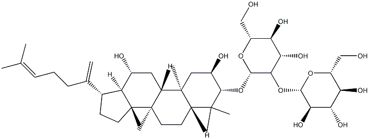 (2S,3R,4S,5S,6R)-2-[(2R,3R,4S,5S,6R)-2-[[(2R,3R,5R,8R,9R,10R,12R,13R,14R,17S)-2,12-dihydroxy-4,4,8,10,14-pentamethyl-17-(6-methylhepta-1,5-dien-2-yl)-2,3,5,6,7,9,11,12,13,15,16,17-dodecahydro-1H-cyclopenta[a]phenanthren-3-yl]oxy]-4,5-dihydroxy-6-(hydroxymethyl)oxan-3-yl]oxy-6-(hydroxymethyl)oxane-3,4,5-triol Structure