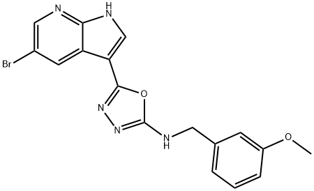 5-(5-Bromo-1H-pyrrolo-[2,3-b]pyridin-3-yl)-N-[(3-methoxyphenyl)methyl]-1,3,4-oxadiazol-2-amine Struktur
