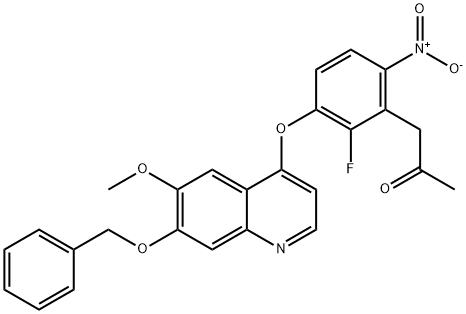 1-[2-Fluoro-3-[[6-methoxy-7-(phenylmethoxy)-4-quinolinyl]oxy]-6-nitrophenyl]-2-propanone Structure