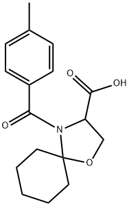4-(4-methylbenzoyl)-1-oxa-4-azaspiro[4.5]decane-3-carboxylic acid Struktur
