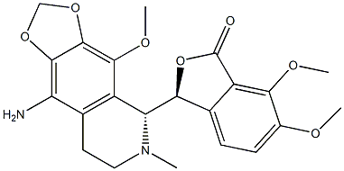 (3S)-3-[(5R)-9-amino-4-methoxy-6-methyl-7,8-dihydro-5H-[1,3]dioxolo[4,5-g]isoquinolin-5-yl]-6,7-dimethoxy-3H-2-benzofuran-1-one 化学構造式