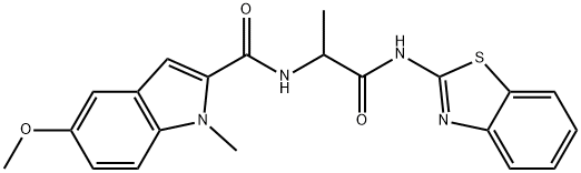 N-[1-(1,3-benzothiazol-2-ylamino)-1-oxopropan-2-yl]-5-methoxy-1-methylindole-2-carboxamide 化学構造式