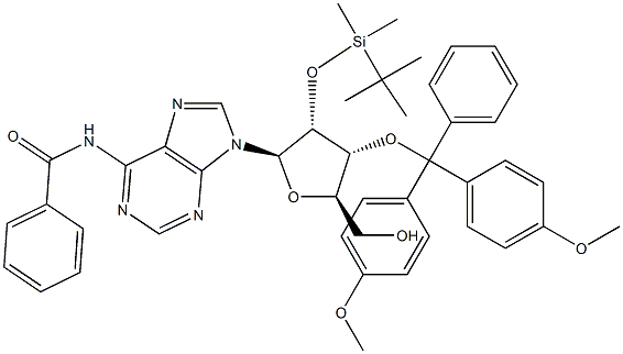 N6-Benzoyl-3'-O-(4,4'-dimethoxytrityl)-2'-O-t-butyldimethylsilyladenosine Structure