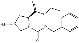 1,2-Pyrrolidinedicarboxylic acid, 4-amino-, 2-ethyl 1-(phenylmethyl) ester, (2S,4R)- 化学構造式